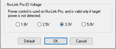 NU-NULINKPRO Power Setting in Nuvoton ICP Programming Tool