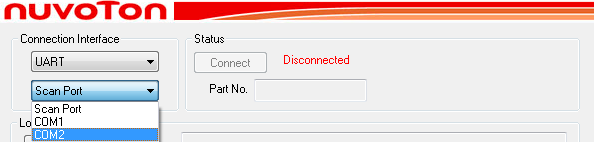 Figure 3 Serial port settings for connecting UART1 to PC